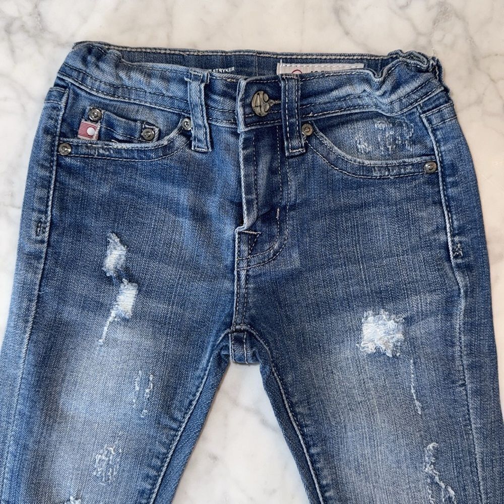 AG Classic Blue Denim Slim Straight Distressed Jeans 12M - Picture 7 of 7